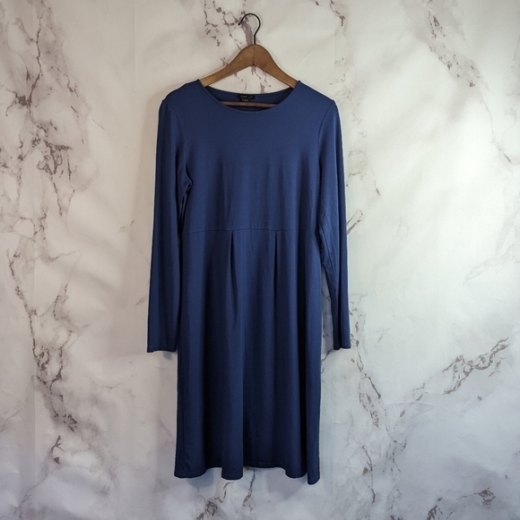 J Jill Dress Long Sleeve Size Small Wearever Jersey Blue Scoop Stretch Women - Picture 1 of 13